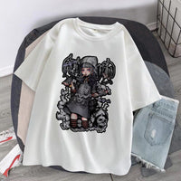 Vintage Gothic Girly Print Loose Cropped T-Shirt