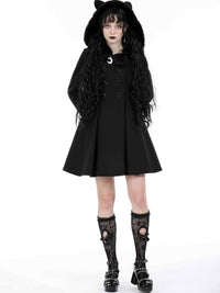 Gothic Dark Cat Ear Black Hooded Coat