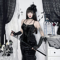Velvet Lace Patchwork Camisole Subculture-Style New Sexy Dark Chic Tank Top