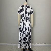 Modern Art-Style Black-and-White Abstract Print Dress