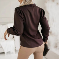 Urban Chic Solid-Color V-Neck Commuter Blouse For Women