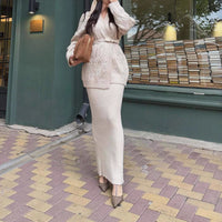 V-neck Cardigan With Tie Details, A Loose-fitting, Versatile Knit Sweater Dress Set