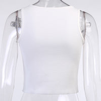 Navel Cropped Short Vest Female Gothic Style Vest Skull Print Top