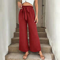 High Waisted Drawstring Casual Pants