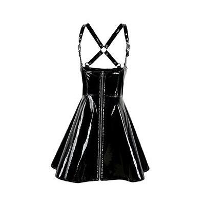 Europe and the United States sexy gothic PVC strap dress DS bar costume nightclub singer skirt