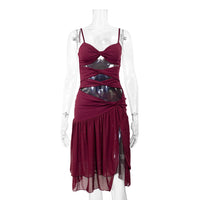 Womens Slim-fit Tube Top Hollow-out Off-shoulder Dress