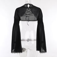Women's Dark Goth Bow Lace Blouse