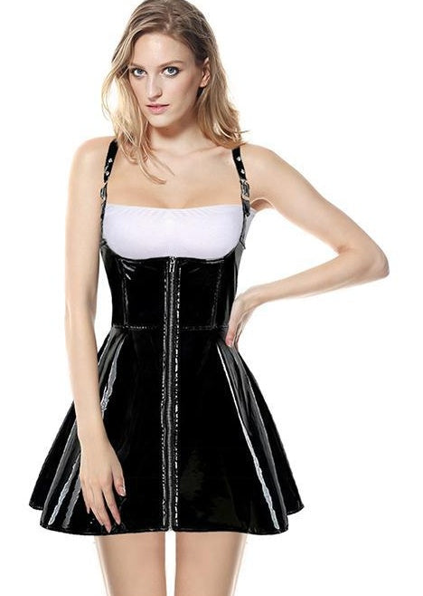 Europe and the United States sexy gothic PVC strap dress DS bar costume nightclub singer skirt