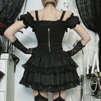Off-the-shoulder Two-way-wear Gothic-style Sexy Slim-fit Mini Skirt