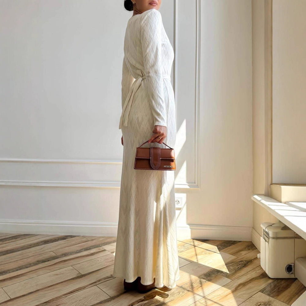 Casual Crew-neck Long-sleeve Sweater Loose-fitting Knit Bodycon Dress