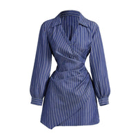 Stylish And Elegant Slim-fit Womens Dress With A Lapel Collar And Long Sleeves