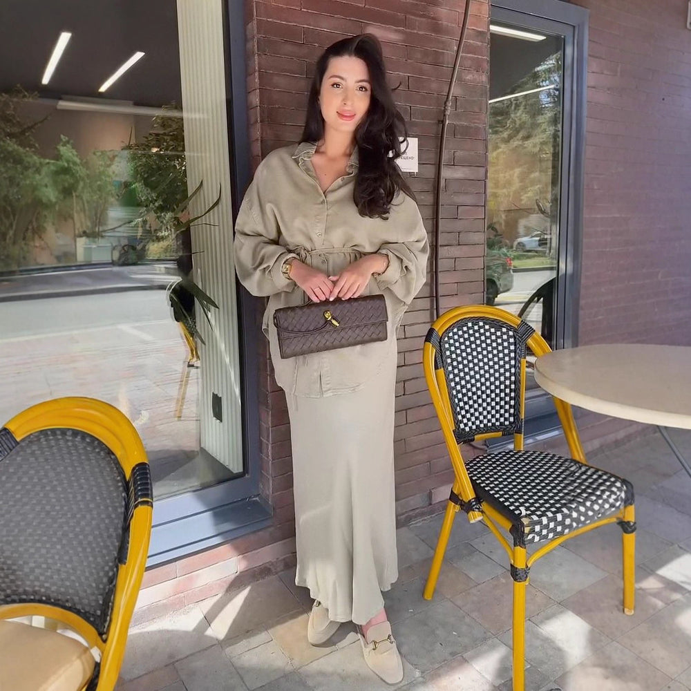 Fashionable Shirt-buttoned Tie-waisted Loose Jacket Denim Suit For Women