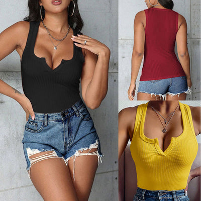 Summer Slim-fit Short Tank Top In Solid Color