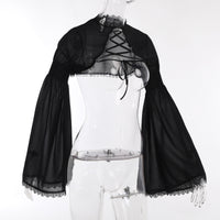 Women's Dark Goth Bow Lace Blouse
