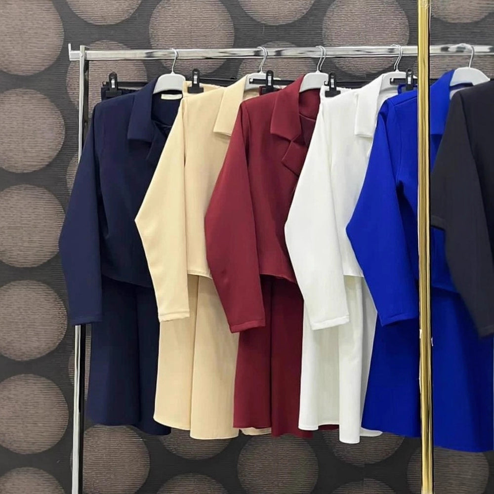 Buttoned Wool Coat And Preppy A-Line Maxi Dress Set