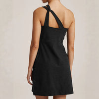 Womens Solid-Color One-Shoulder Backless Sleeveless Slip Dress