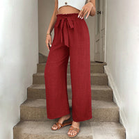 High Waisted Drawstring Casual Pants