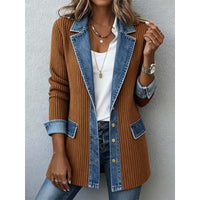 Womens Fashion Slim-fit Long-sleeve Patchwork Jacket