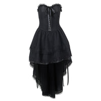 Dark Style Elegant Slim Fit Gothic Waist Tube Top Slippers Expansion Skirt Women