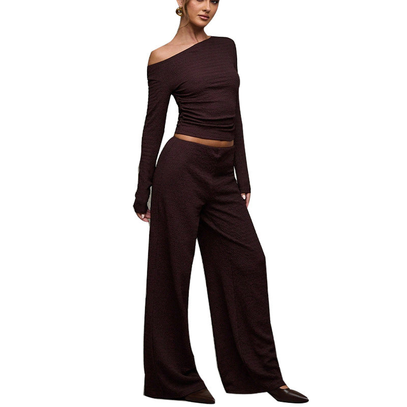 Long Sleeve T Shirt And Straight Leg Pants Set