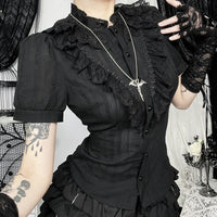 Gothic Dark Style Jacquard Textured Shirt New Slim Versatile