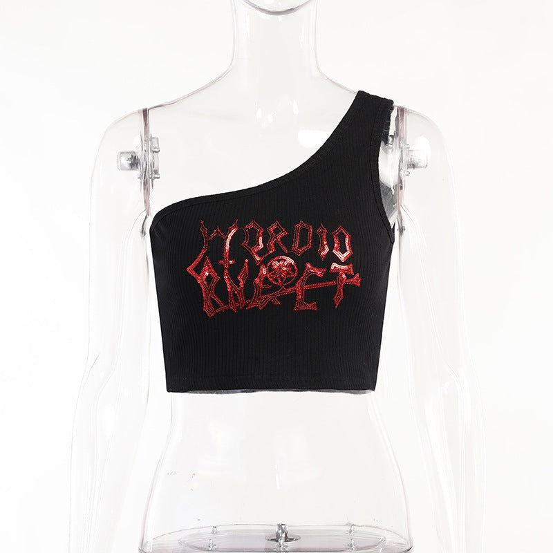 Dark Irregular Cropped Strap Top Women's