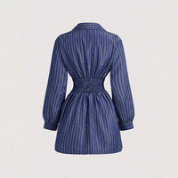 Stylish And Elegant Slim-fit Womens Dress With A Lapel Collar And Long Sleeves