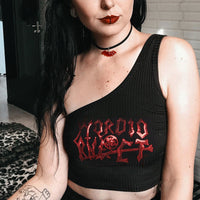 Dark Irregular Cropped Strap Top Women's