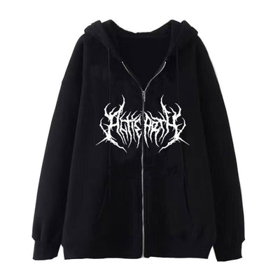 Dark Style Sweatshirt Men's Hoodie Gothic Large Size Zipper Sweater