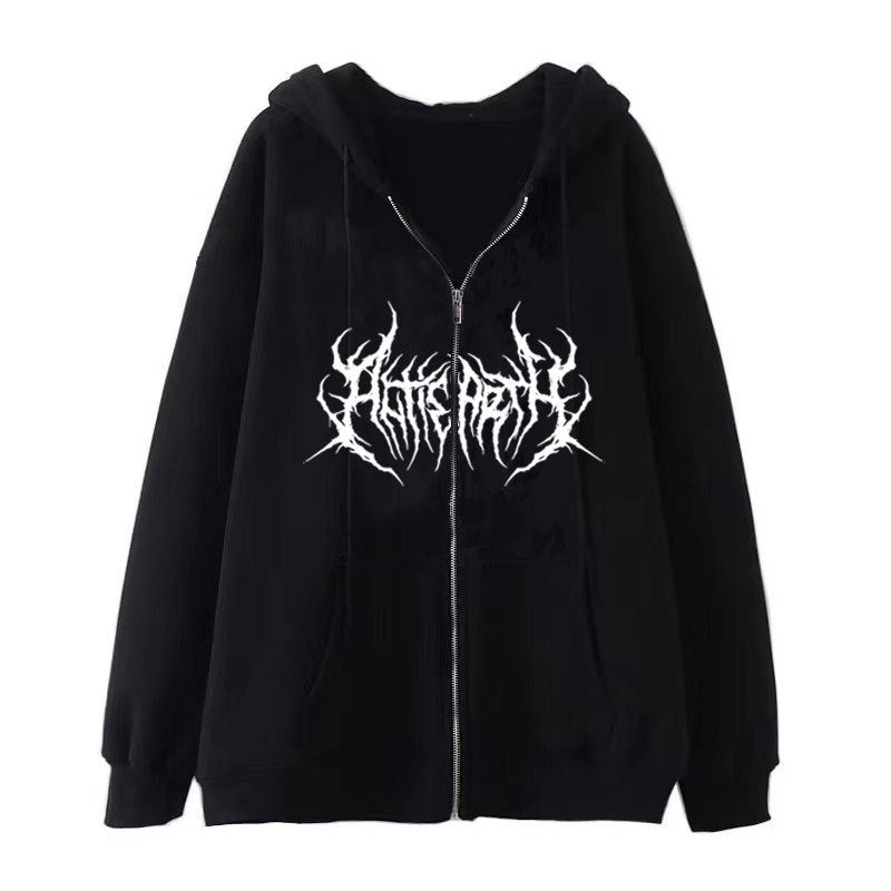 Dark Style Sweatshirt Men's Hoodie Gothic Large Size Zipper Sweater