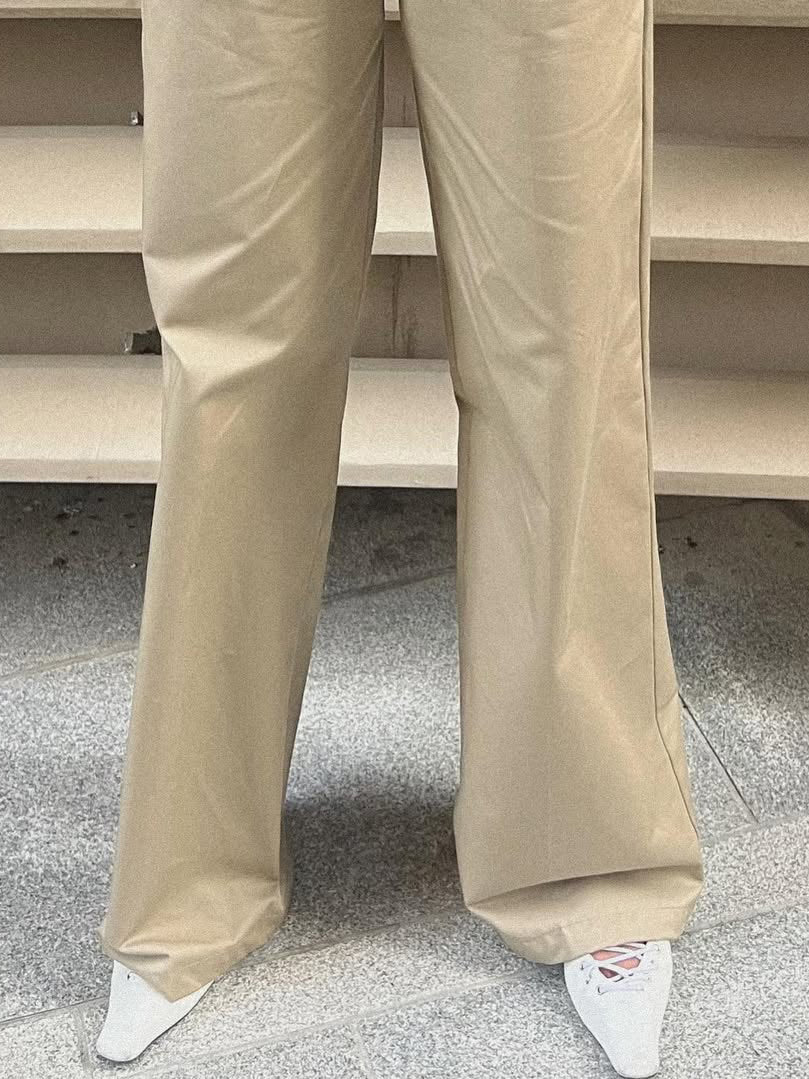 Khaki Cropped Utility Blazer & Wide-Leg Pants Set