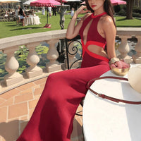 Womens Hollowed-out Figure-flattering Long Dress