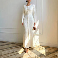 Casual Crew-neck Long-sleeve Sweater Loose-fitting Knit Bodycon Dress