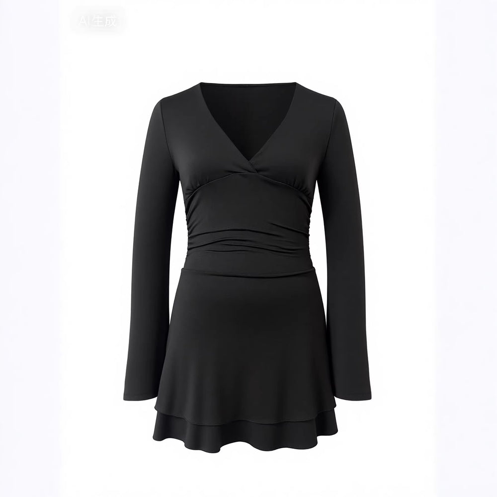 European And American-style Sexy Pleated Bodycon Dress