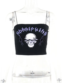 European And American Gothic Skull Print Tight Navel Sling Women