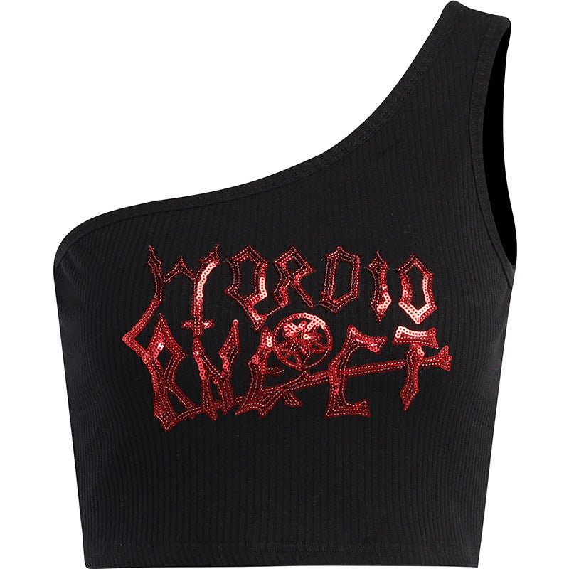 Dark Irregular Cropped Strap Top Women's