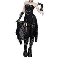 Gothic Dark Waste Soil Irregular Lace Skirt