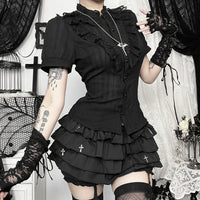 Gothic Dark Style Jacquard Textured Shirt New Slim Versatile