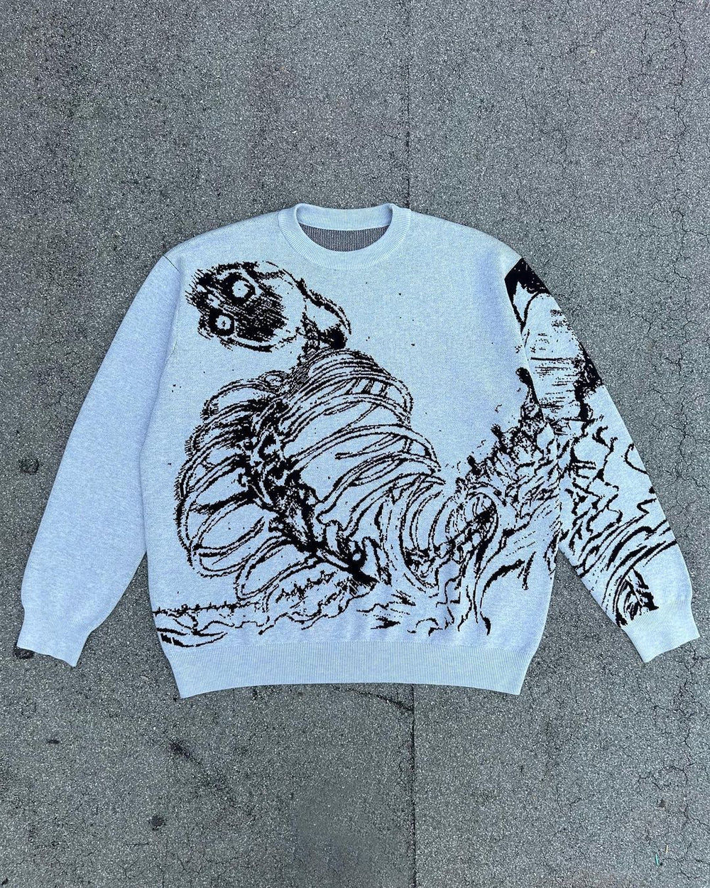 Y2g Sweater Gothic Skeleton Print Pullover