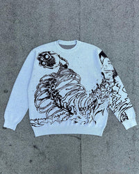 Y2g Sweater Gothic Skeleton Print Pullover