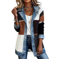 Womens Fashion Slim-fit Long-sleeve Patchwork Jacket