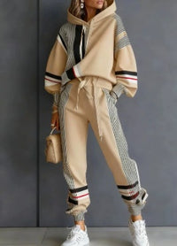 Women's Printed Hooded Long-Sleeved Trousers Casual Suit
