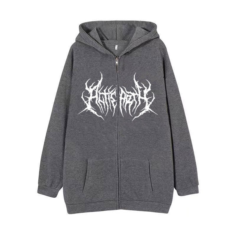Dark Style Sweatshirt Men's Hoodie Gothic Large Size Zipper Sweater