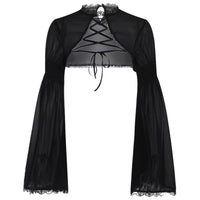 Women's Dark Goth Bow Lace Blouse