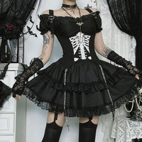 Off-the-shoulder Two-way-wear Gothic-style Sexy Slim-fit Mini Skirt