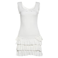 Womens Solid-Color Slim-Fit Street-Style U-Neck Sleeveless Dress