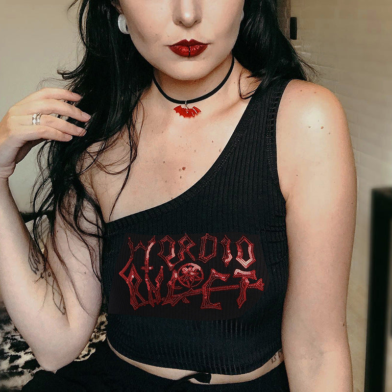 Dark Irregular Cropped Strap Top Women's