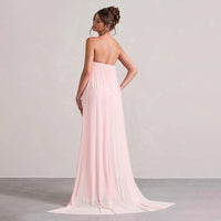 Elegant Solid-color Sexy Strapless Bodycon Floor-length Evening Gown For Women