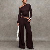 Long Sleeve T Shirt And Straight Leg Pants Set