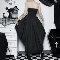 Dark Style Elegant Slim Fit Gothic Waist Tube Top Slippers Expansion Skirt Women